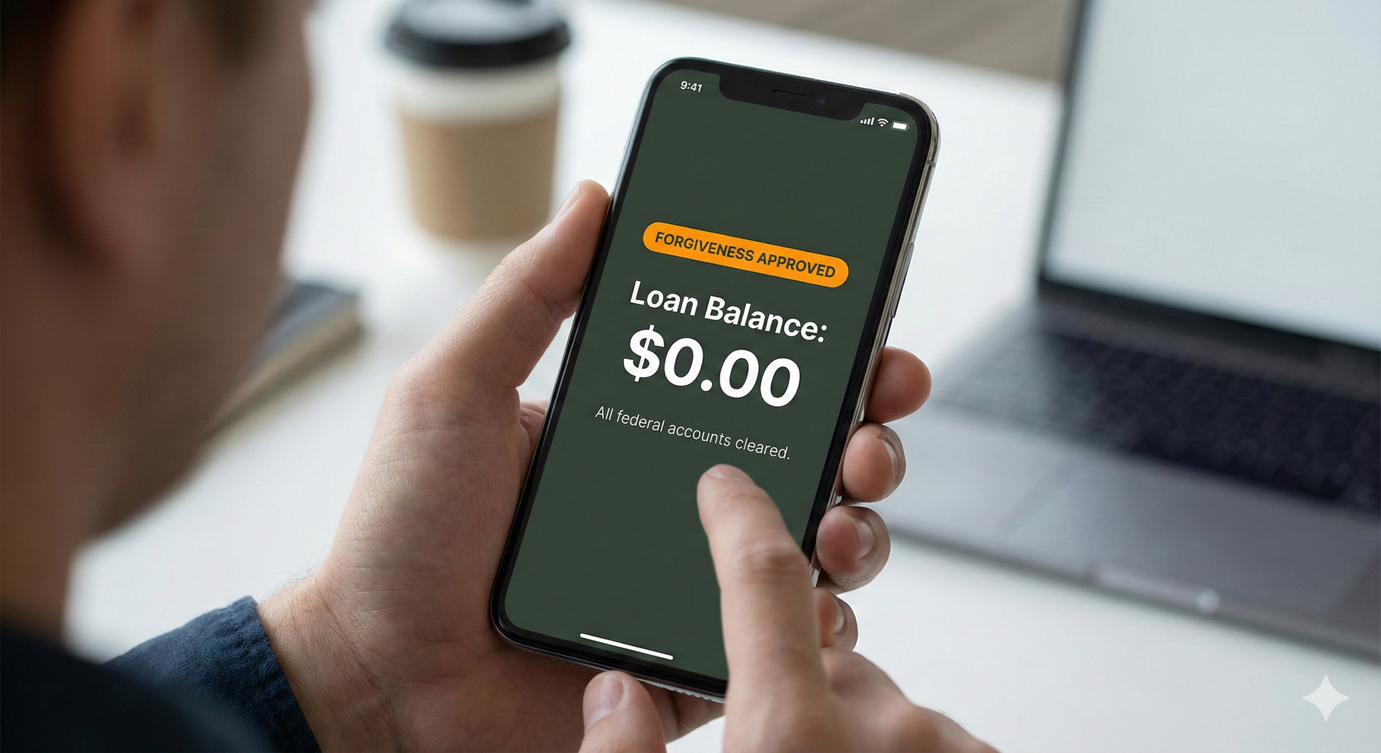 Phone screen showing zero balance approved